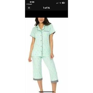Munki Munki Ladies' 2-piece Capri Pajama Set Size M Sheep Design Soft Pockets